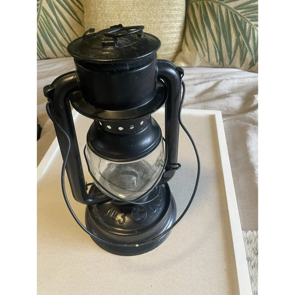 Antique Early Oil Lantern Vtg Hibbard Spencer Bartlett Co Lantern NO3 Lamp Black